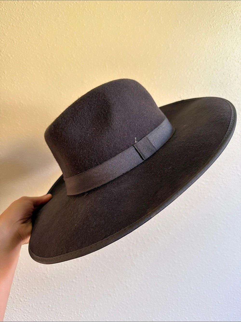 a.new.day Wide Brim Fedora Hat Black